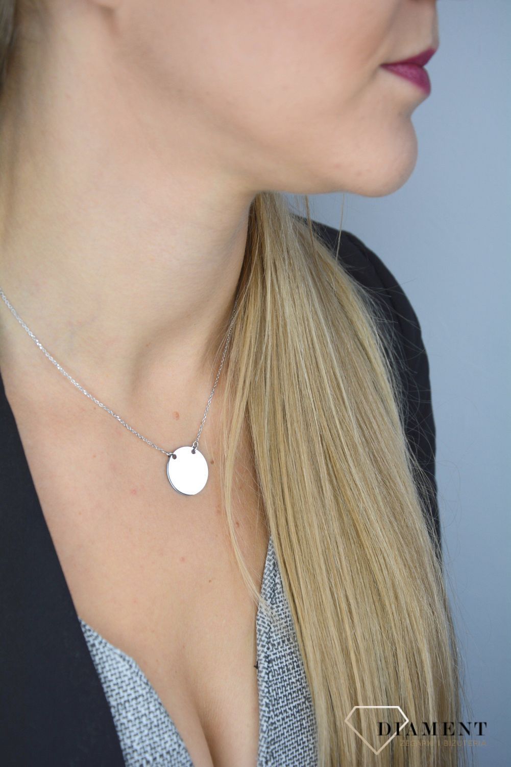 Srebrny naszyjnik C RM 060 gładkie koło..jpg